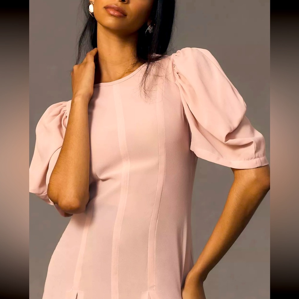 Anthropology, modern sheer midi dress. Violet color. - Picture 9 of 10